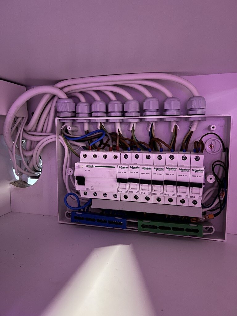 Mała skrzynka elektryczna smarthome wykonana przez elektryków